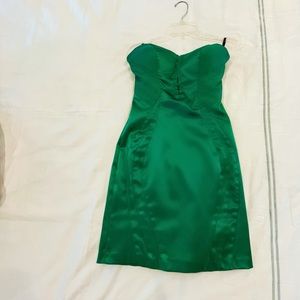 Green satin short mini dress